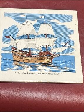 Mayflower Ship 6” vintage tile Plymouth Massachusetts
